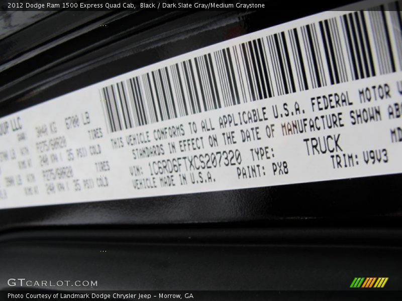 Black / Dark Slate Gray/Medium Graystone 2012 Dodge Ram 1500 Express Quad Cab