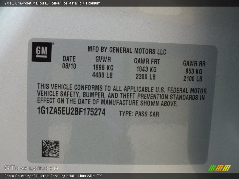 Silver Ice Metallic / Titanium 2011 Chevrolet Malibu LS
