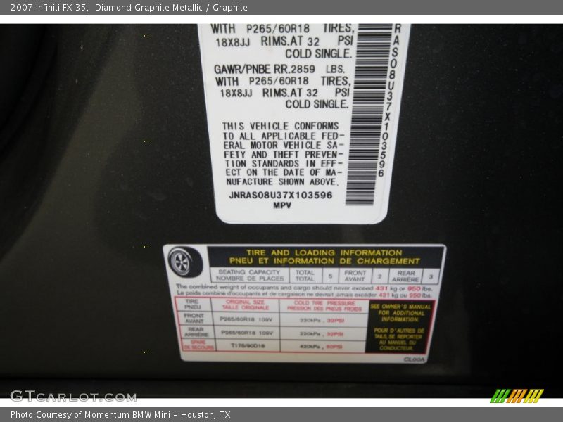 Diamond Graphite Metallic / Graphite 2007 Infiniti FX 35