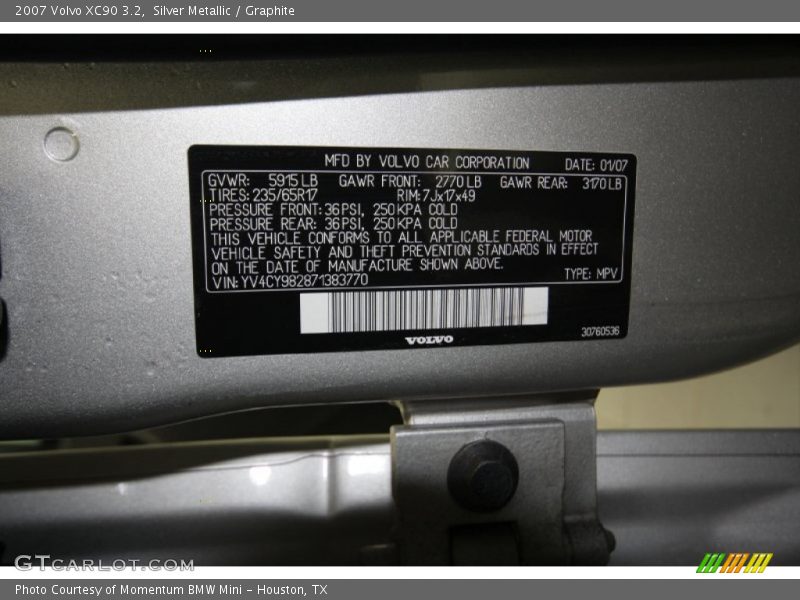 Silver Metallic / Graphite 2007 Volvo XC90 3.2