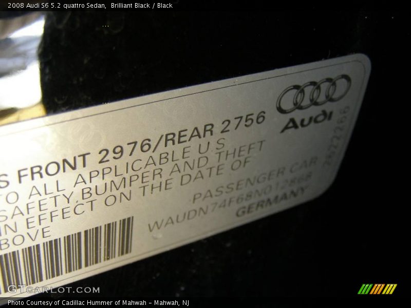Brilliant Black / Black 2008 Audi S6 5.2 quattro Sedan