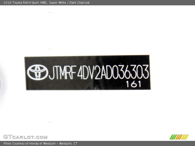 Super White / Dark Charcoal 2010 Toyota RAV4 Sport 4WD