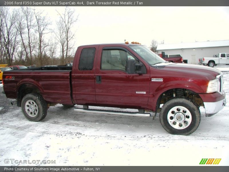 Dark Toreador Red Metallic / Tan 2006 Ford F350 Super Duty XLT SuperCab 4x4