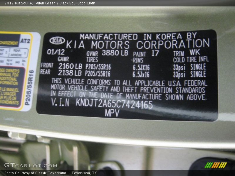 Alien Green / Black Soul Logo Cloth 2012 Kia Soul +