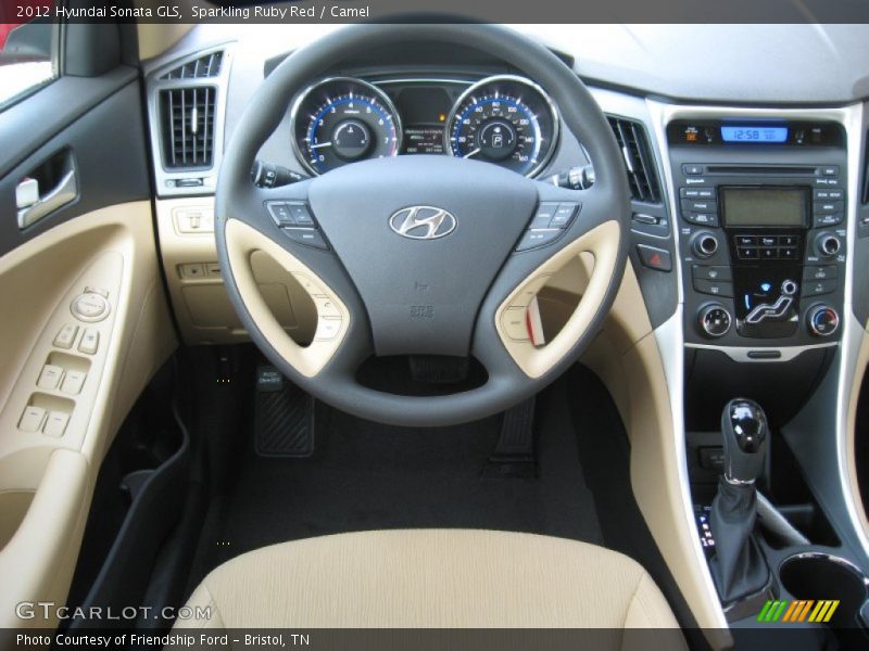 Sparkling Ruby Red / Camel 2012 Hyundai Sonata GLS