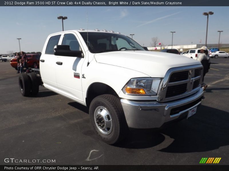 Bright White / Dark Slate/Medium Graystone 2012 Dodge Ram 3500 HD ST Crew Cab 4x4 Dually Chassis