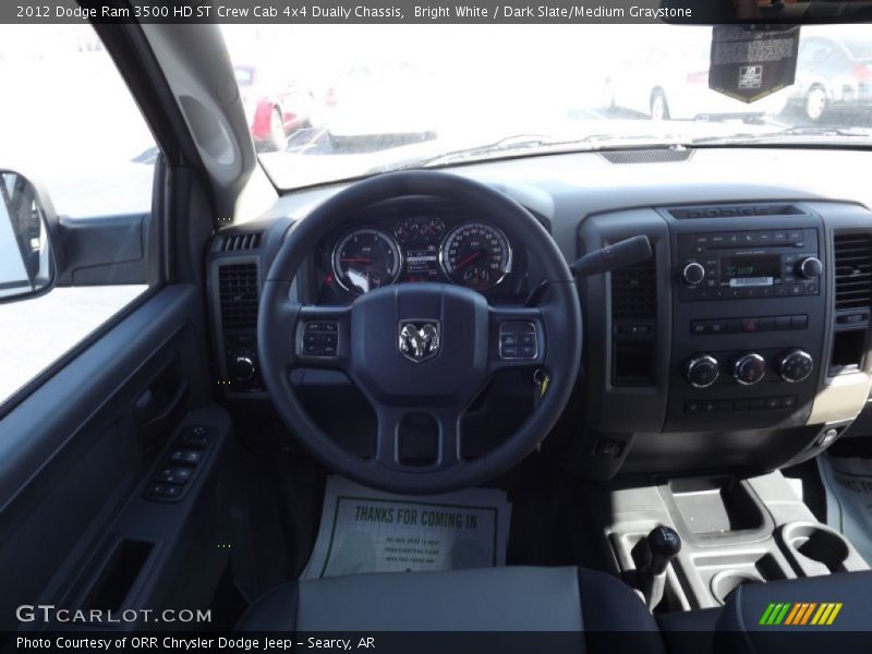 Bright White / Dark Slate/Medium Graystone 2012 Dodge Ram 3500 HD ST Crew Cab 4x4 Dually Chassis