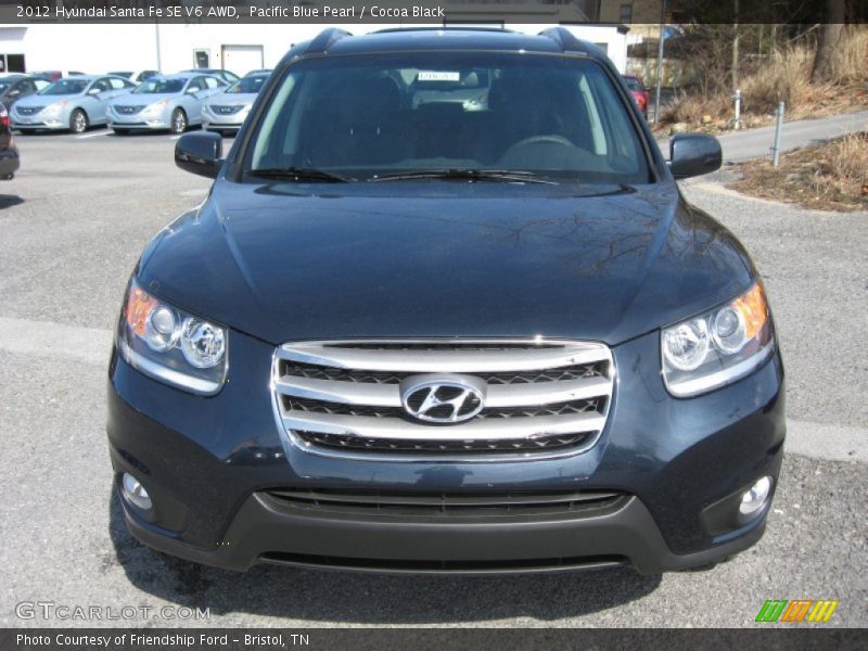 Pacific Blue Pearl / Cocoa Black 2012 Hyundai Santa Fe SE V6 AWD
