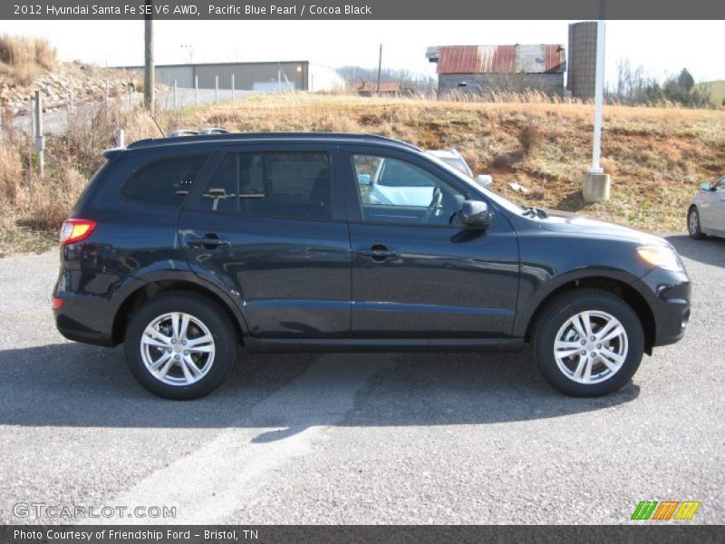 Pacific Blue Pearl / Cocoa Black 2012 Hyundai Santa Fe SE V6 AWD