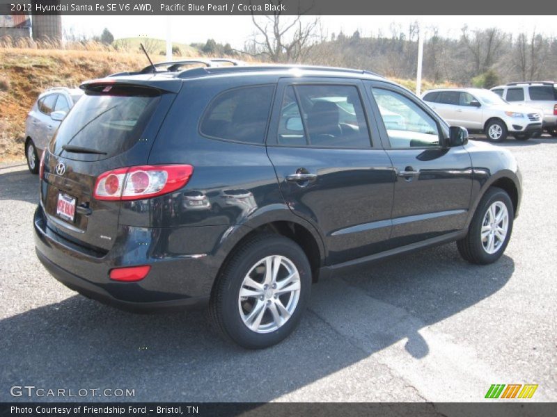 Pacific Blue Pearl / Cocoa Black 2012 Hyundai Santa Fe SE V6 AWD