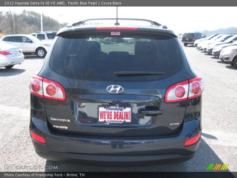 Pacific Blue Pearl / Cocoa Black 2012 Hyundai Santa Fe SE V6 AWD