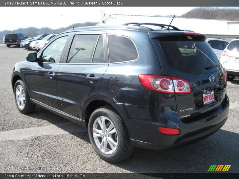 Pacific Blue Pearl / Cocoa Black 2012 Hyundai Santa Fe SE V6 AWD