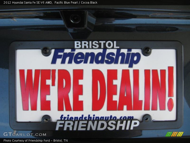 Pacific Blue Pearl / Cocoa Black 2012 Hyundai Santa Fe SE V6 AWD