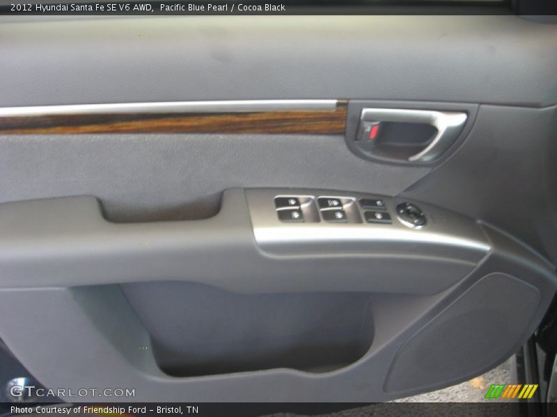 Pacific Blue Pearl / Cocoa Black 2012 Hyundai Santa Fe SE V6 AWD