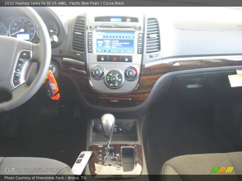 Pacific Blue Pearl / Cocoa Black 2012 Hyundai Santa Fe SE V6 AWD