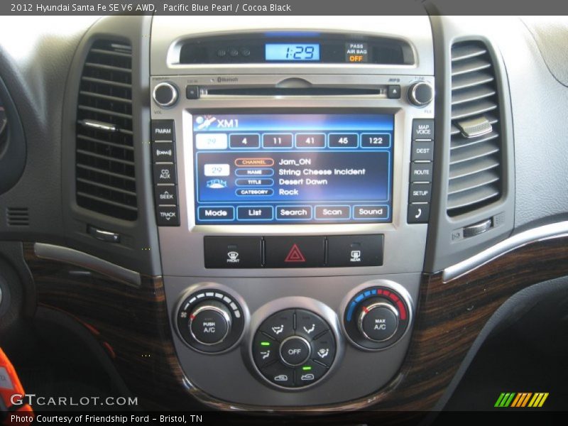 Pacific Blue Pearl / Cocoa Black 2012 Hyundai Santa Fe SE V6 AWD