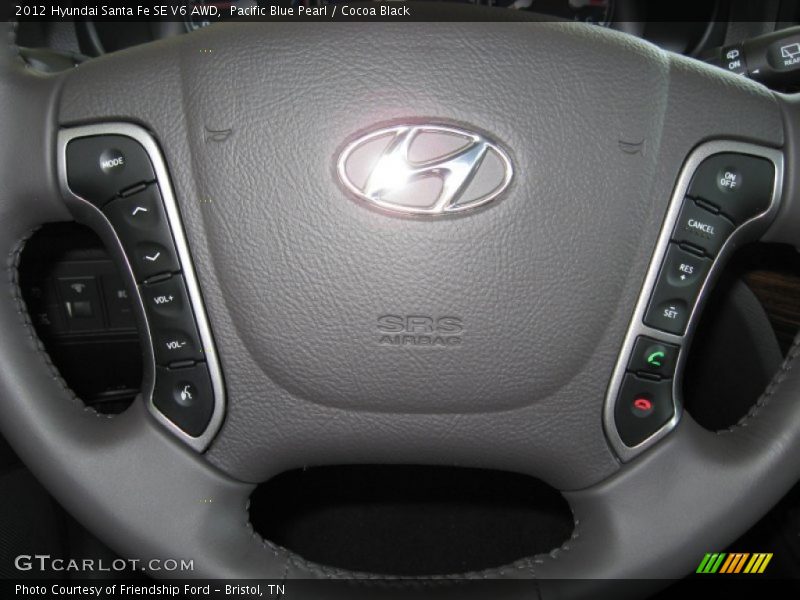 Pacific Blue Pearl / Cocoa Black 2012 Hyundai Santa Fe SE V6 AWD