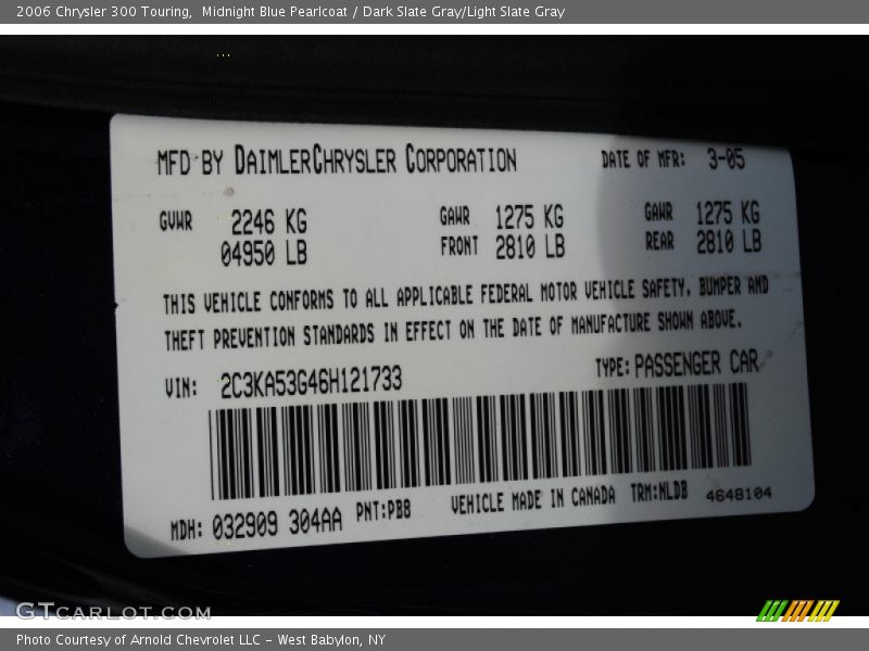 Midnight Blue Pearlcoat / Dark Slate Gray/Light Slate Gray 2006 Chrysler 300 Touring