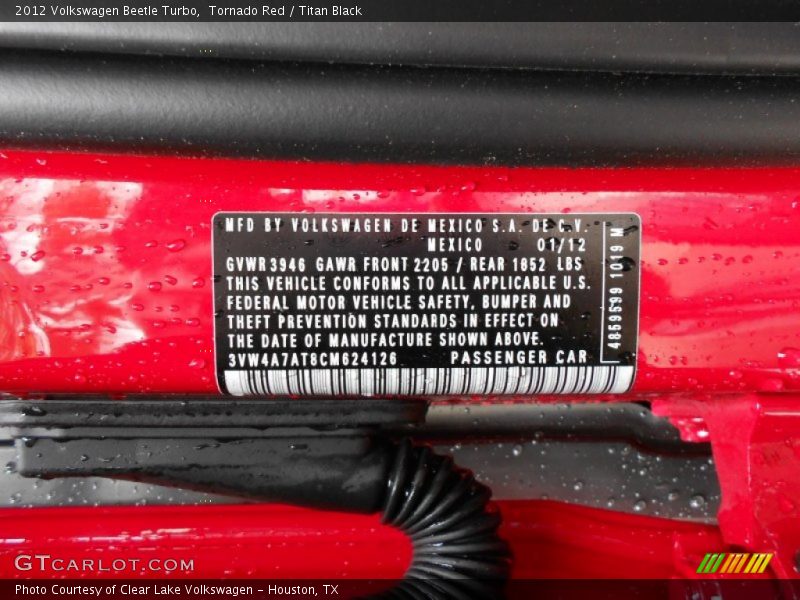 Tornado Red / Titan Black 2012 Volkswagen Beetle Turbo