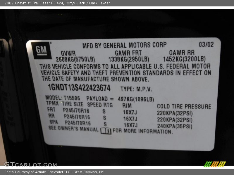 Onyx Black / Dark Pewter 2002 Chevrolet TrailBlazer LT 4x4
