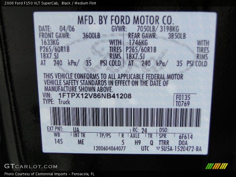 Black / Medium Flint 2006 Ford F150 XLT SuperCab