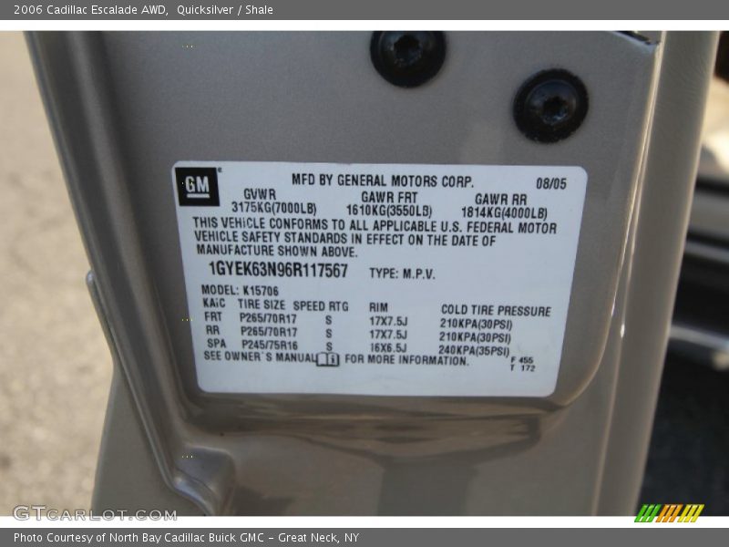 Quicksilver / Shale 2006 Cadillac Escalade AWD