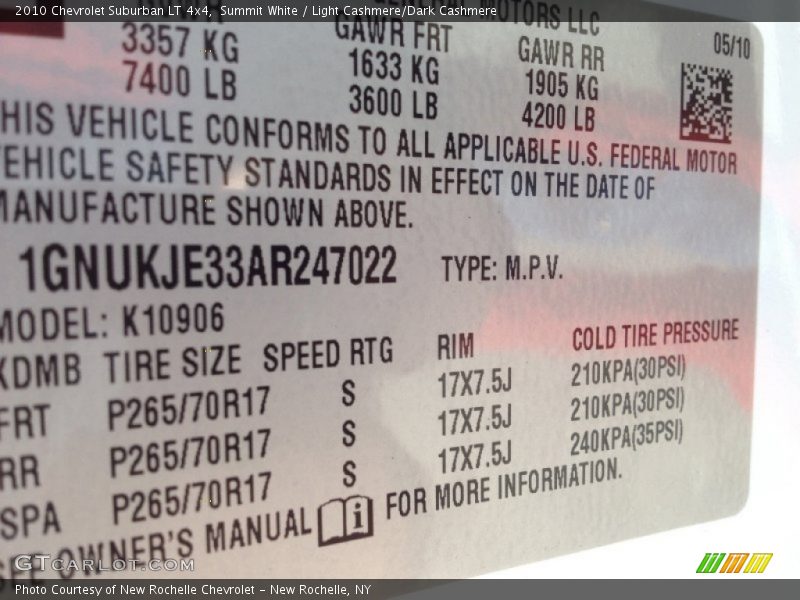 Summit White / Light Cashmere/Dark Cashmere 2010 Chevrolet Suburban LT 4x4