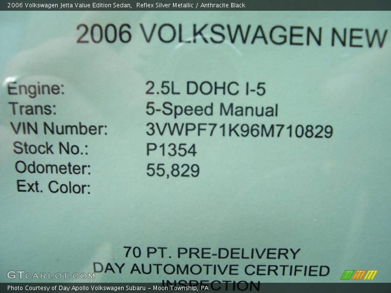 Reflex Silver Metallic / Anthracite Black 2006 Volkswagen Jetta Value Edition Sedan