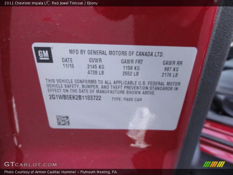 Red Jewel Tintcoat / Ebony 2011 Chevrolet Impala LT