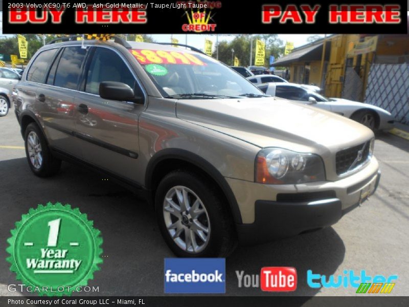 Ash Gold Metallic / Taupe/Light Taupe 2003 Volvo XC90 T6 AWD