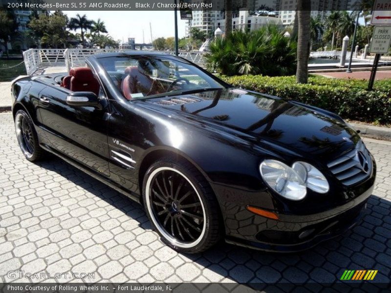 Black / Charcoal/Berry Red 2004 Mercedes-Benz SL 55 AMG Roadster