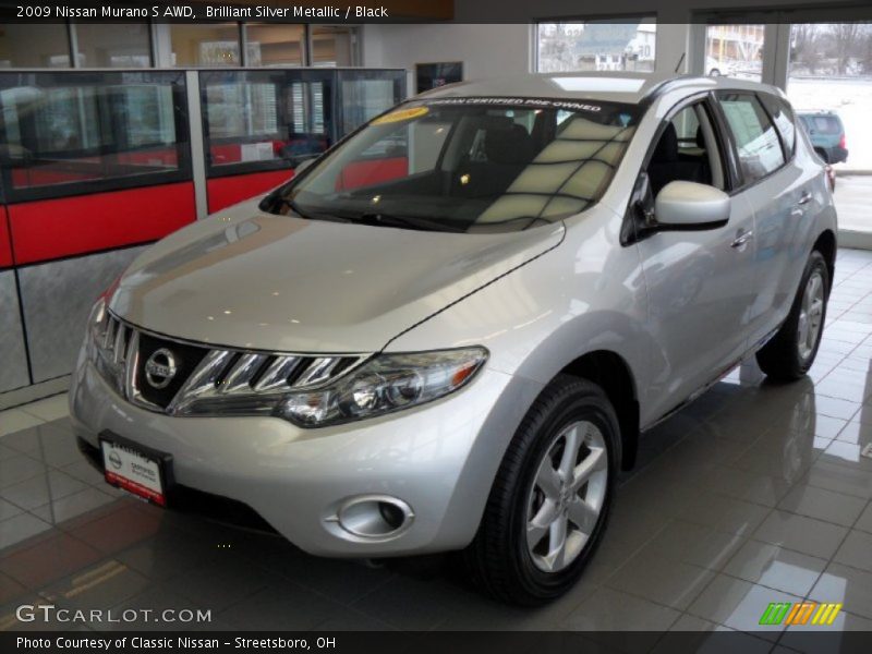 Brilliant Silver Metallic / Black 2009 Nissan Murano S AWD