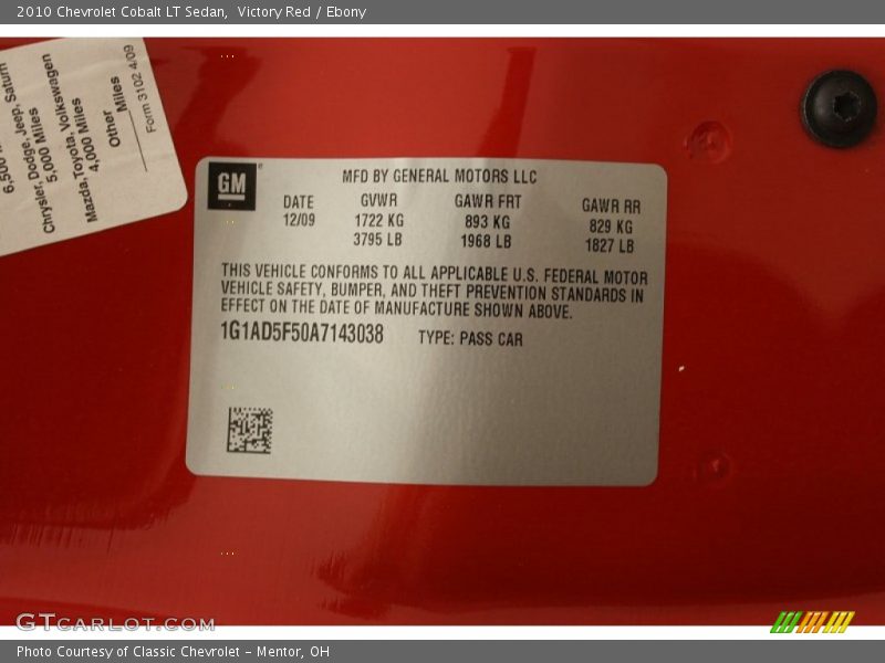 Victory Red / Ebony 2010 Chevrolet Cobalt LT Sedan