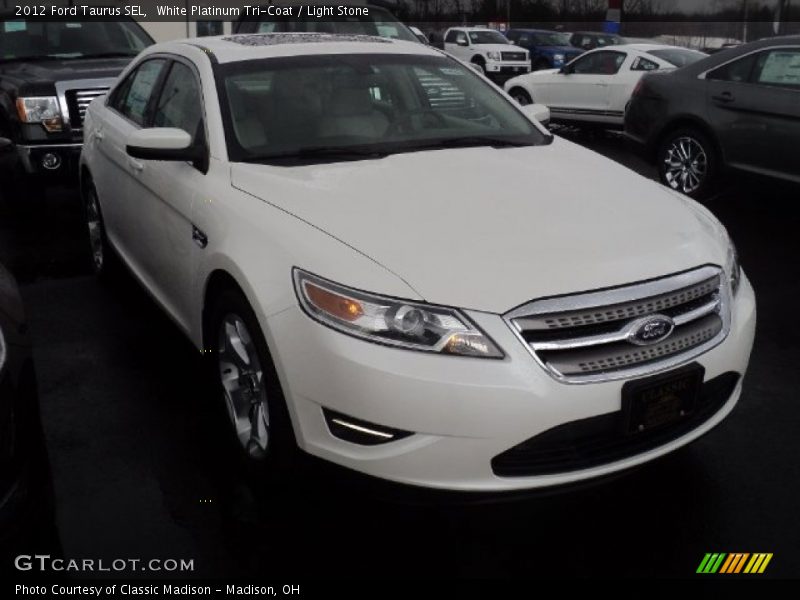 White Platinum Tri-Coat / Light Stone 2012 Ford Taurus SEL