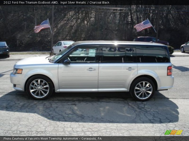 Ingot Silver Metallic / Charcoal Black 2012 Ford Flex Titanium EcoBoost AWD