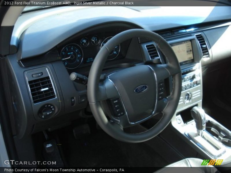Ingot Silver Metallic / Charcoal Black 2012 Ford Flex Titanium EcoBoost AWD