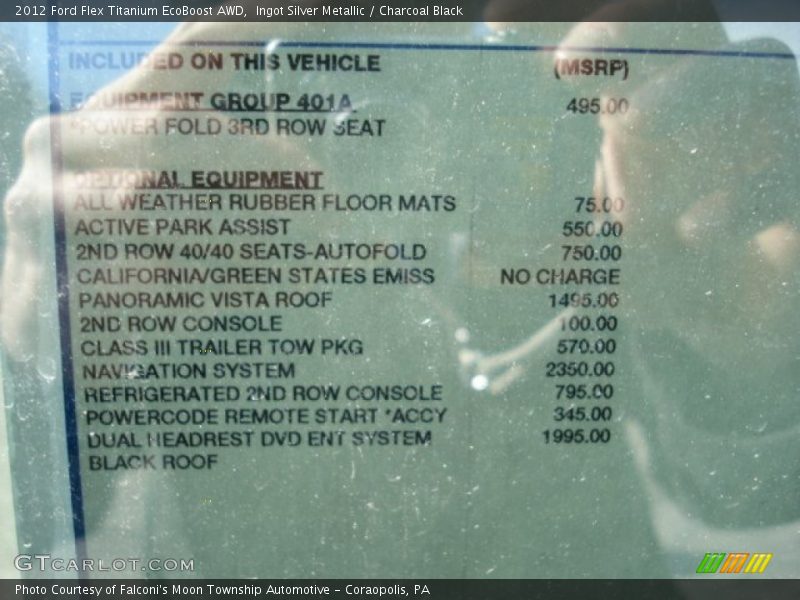 Ingot Silver Metallic / Charcoal Black 2012 Ford Flex Titanium EcoBoost AWD