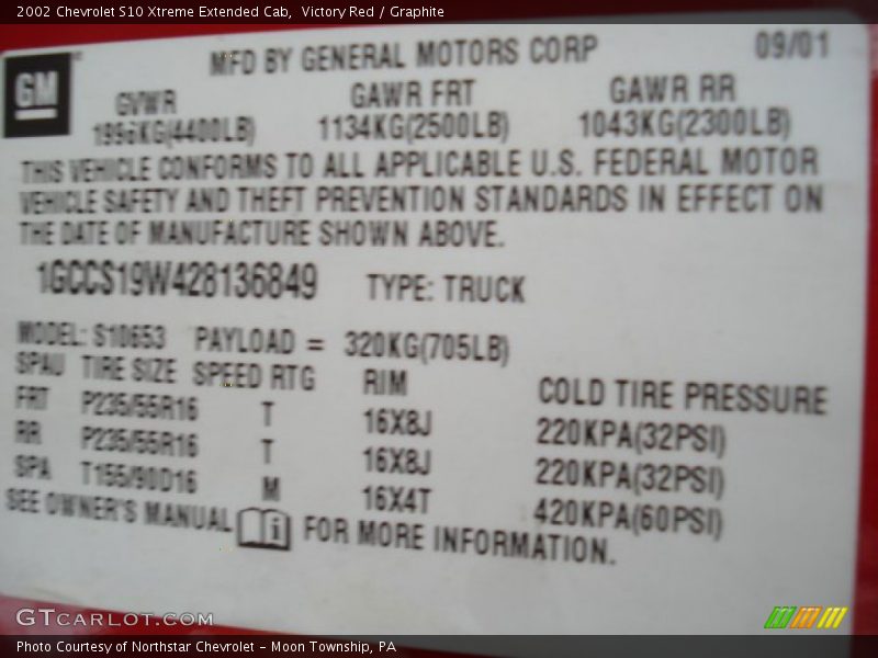 Victory Red / Graphite 2002 Chevrolet S10 Xtreme Extended Cab