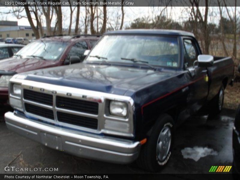 Dark Spectrum Blue Metallic / Gray 1991 Dodge Ram Truck Regular Cab