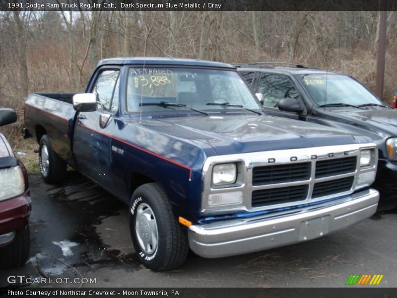 Dark Spectrum Blue Metallic / Gray 1991 Dodge Ram Truck Regular Cab