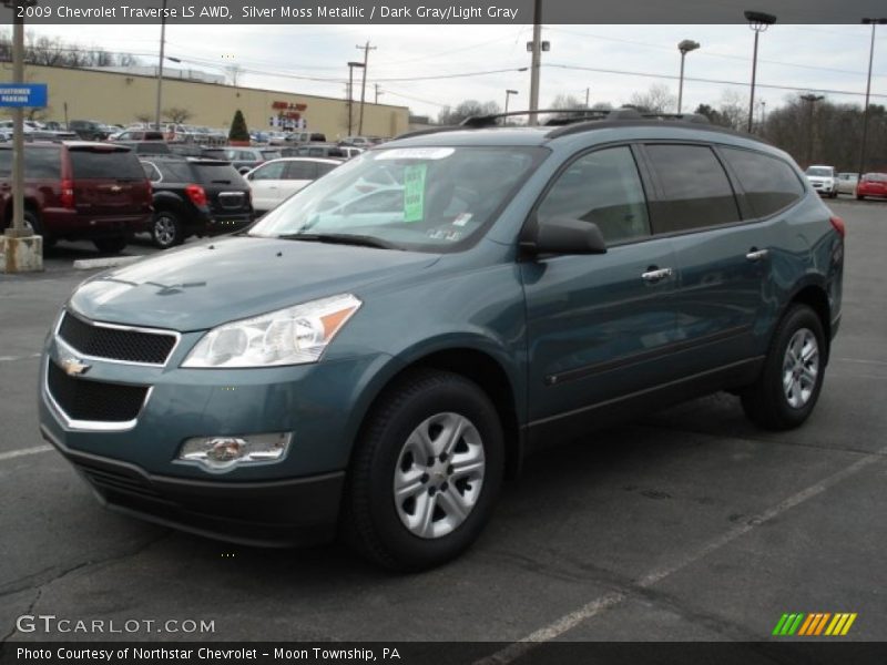 Silver Moss Metallic / Dark Gray/Light Gray 2009 Chevrolet Traverse LS AWD
