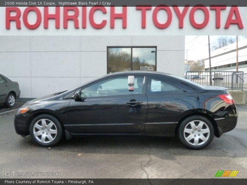 Nighthawk Black Pearl / Gray 2008 Honda Civic LX Coupe