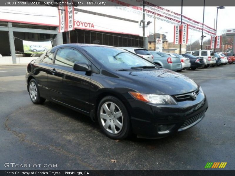 Nighthawk Black Pearl / Gray 2008 Honda Civic LX Coupe