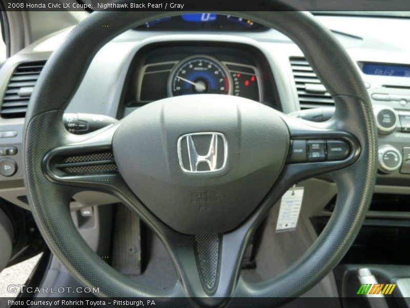 Nighthawk Black Pearl / Gray 2008 Honda Civic LX Coupe
