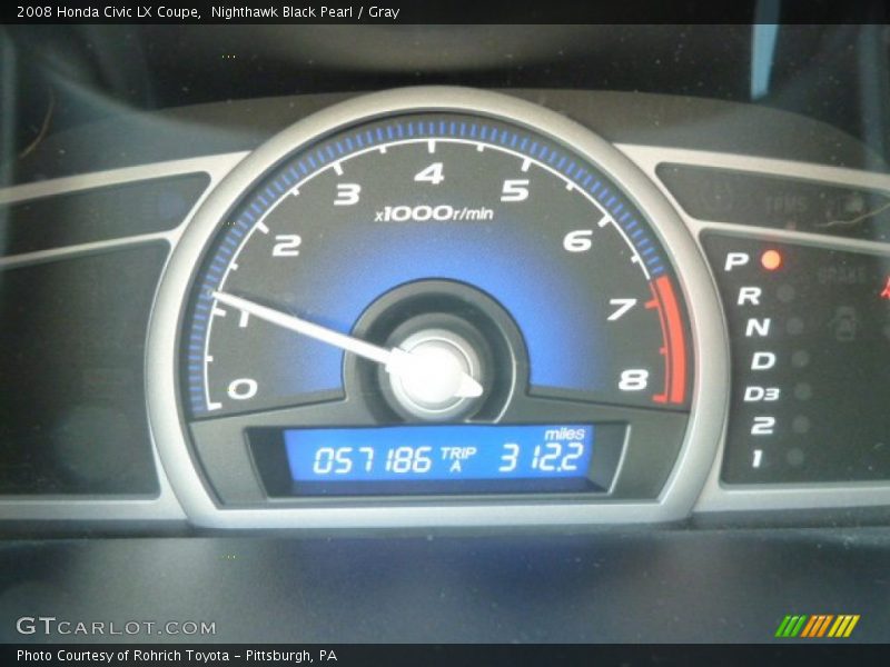 Nighthawk Black Pearl / Gray 2008 Honda Civic LX Coupe