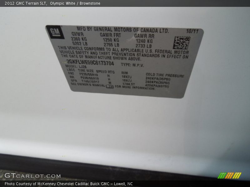 Olympic White / Brownstone 2012 GMC Terrain SLT
