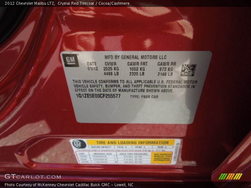 Crystal Red Tintcoat / Cocoa/Cashmere 2012 Chevrolet Malibu LTZ