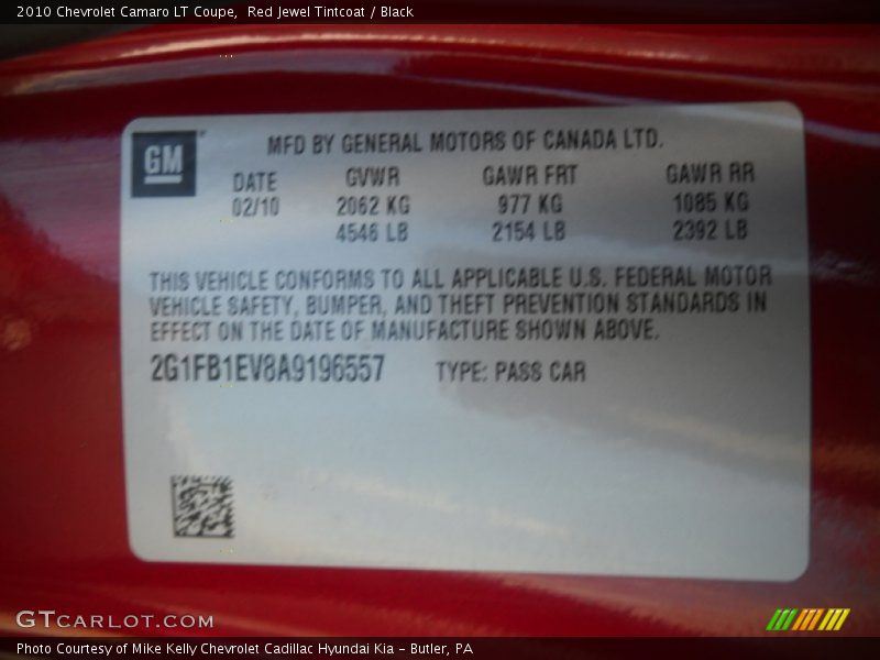 Red Jewel Tintcoat / Black 2010 Chevrolet Camaro LT Coupe