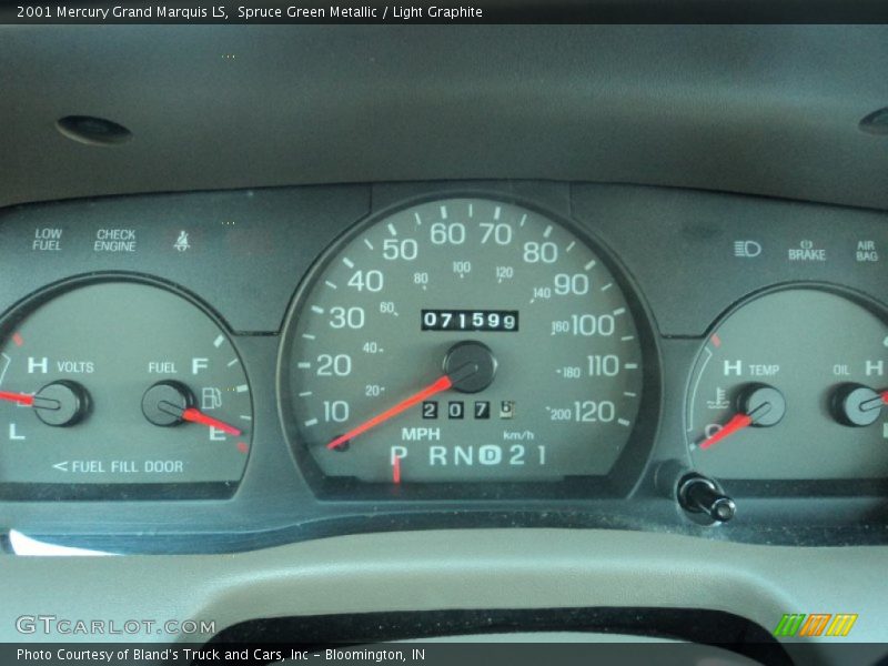 Spruce Green Metallic / Light Graphite 2001 Mercury Grand Marquis LS
