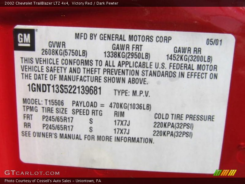 Victory Red / Dark Pewter 2002 Chevrolet TrailBlazer LTZ 4x4